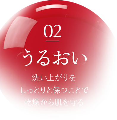【うるおい】洗い上がりをしっとりを保つことで、乾燥から肌を守る