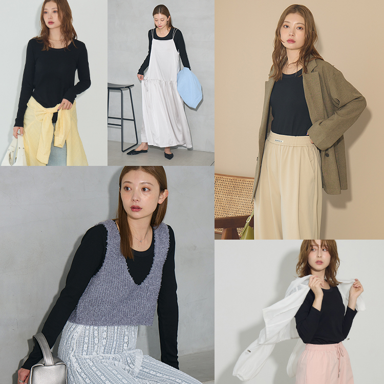 カップイン クルーネックT ロング [カラー]	: ブラック, [サイズ]: S