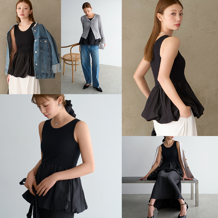 【NEW】カップイン バルーンタンクトップ [カラー]: ブラック, [サイズ]: S