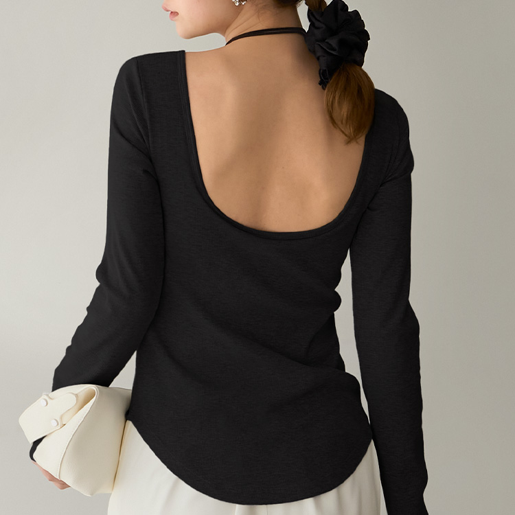 【NEW】カップイン バックオープンT ロング [カラー]: ブラック, [サイズ]: M