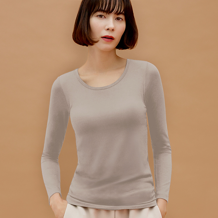 【NEW】ブラ イン ヒート インナー クルーネック ロング [カラー]: グレージュ, [サイズ]: S