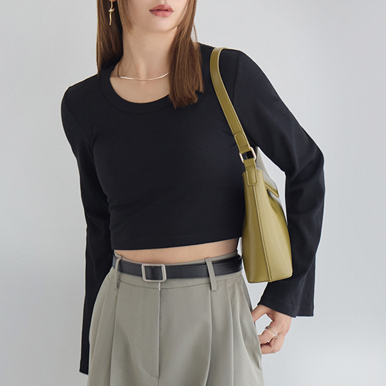 カップイン クロップドT ロング [カラー]	: ブラック, [サイズ]: S