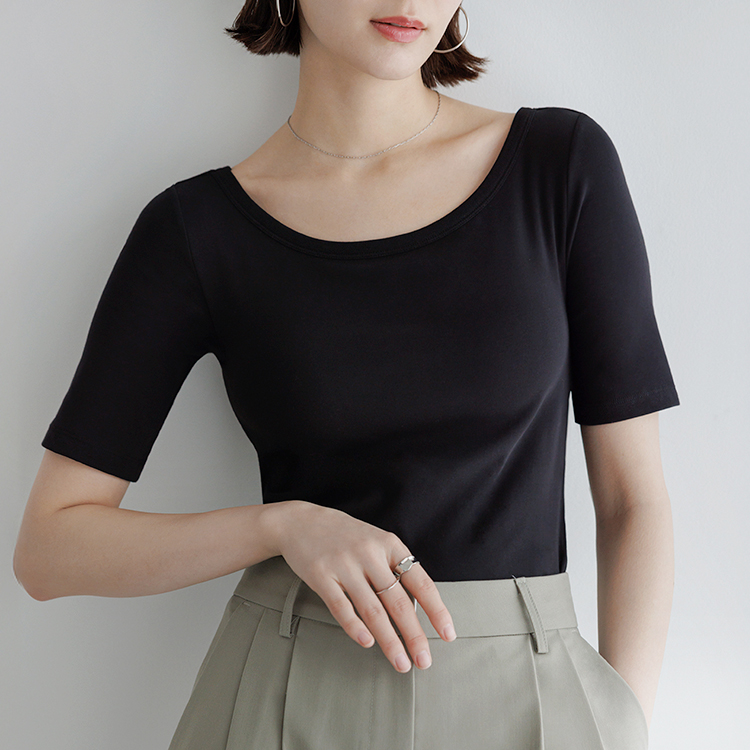 カップイン ボートネックT ハーフ [カラー]	: ブラック, [サイズ]: S