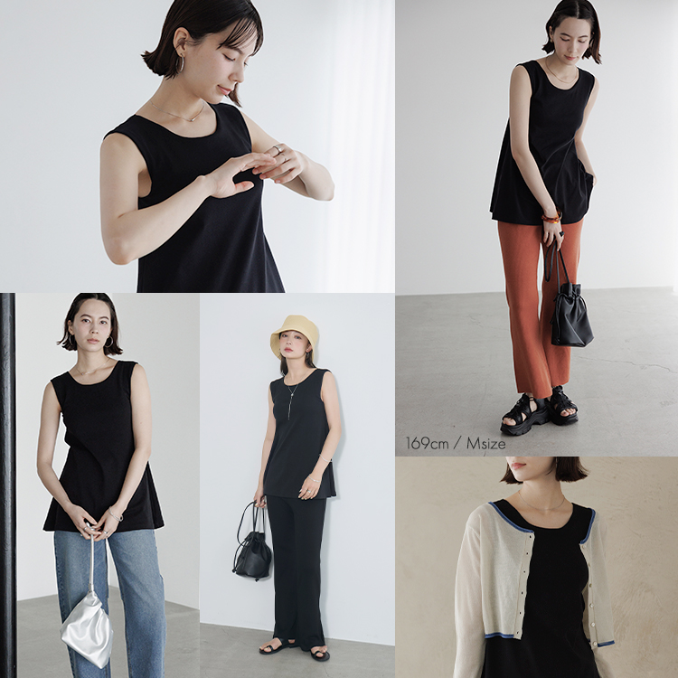 カップイン Aライントップス ノースリーブ [カラー]	: ブラック, [サイズ]: S