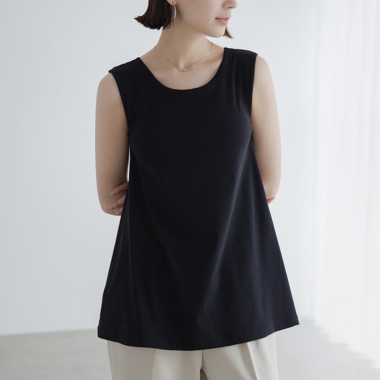 カップイン Aライントップス ノースリーブ [カラー]	: ブラック, [サイズ]: S