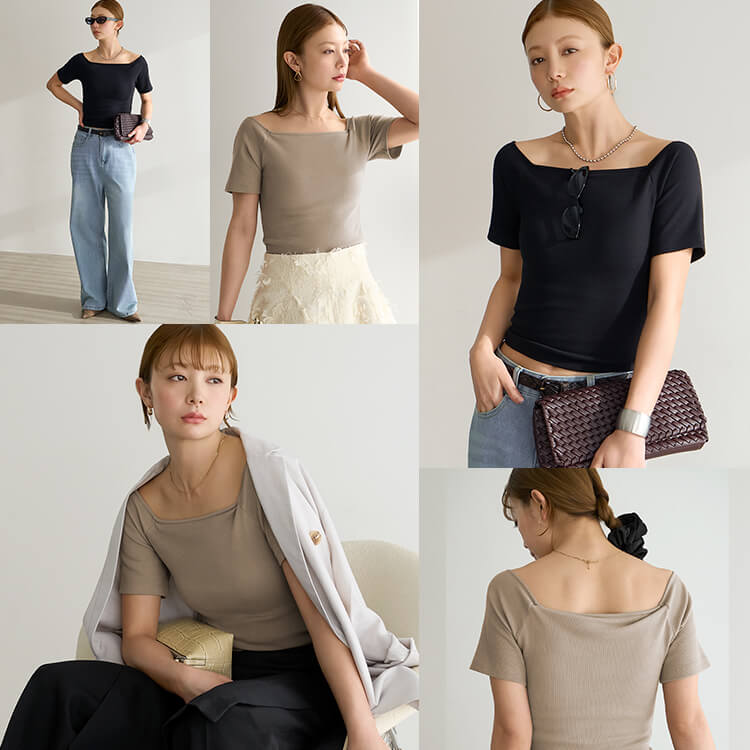 【NEW】カップイン リブオフショルT ハーフ [カラー]: ブラック, [サイズ]: S