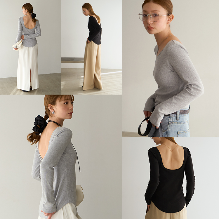 【NEW】カップイン バックオープンT ロング [カラー]: ブラック, [サイズ]: M