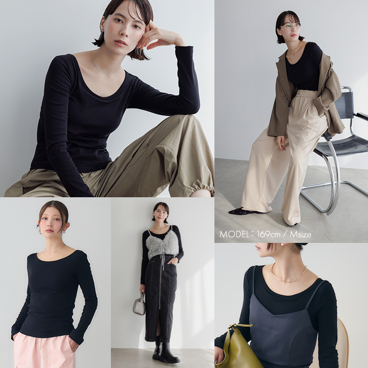 カップイン ボートネックT ロング [カラー]	: ブラック, [サイズ]: S