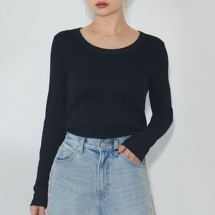 カップイン クルーネックT ロング [カラー]	: ブラック, [サイズ]: S