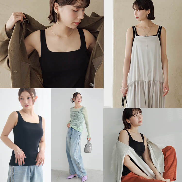 カップイン スクエアネックタンクトップ [カラー]	: ブラック, [サイズ]: S