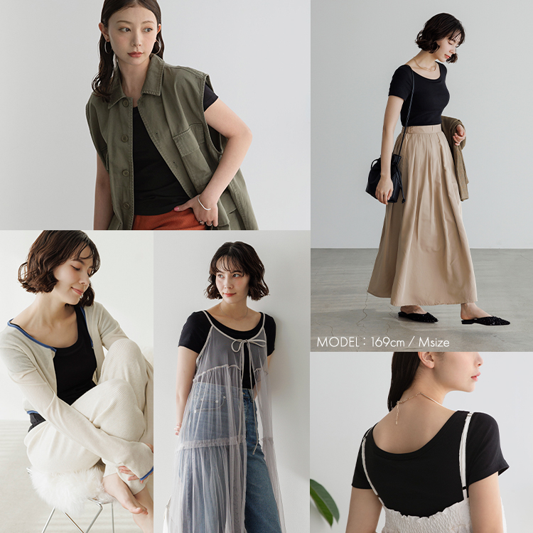 カップイン ボートネックT [カラー]	: ブラック, [サイズ]: S