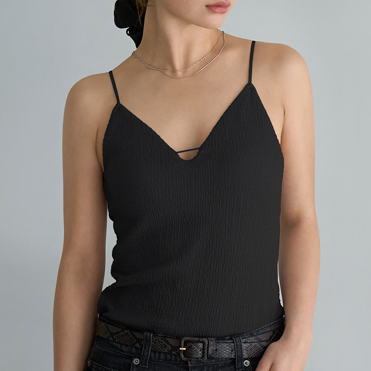 【NEW】カップイン ストラップデザイン キャミソール [カラー]: ブラック, [サイズ]: S