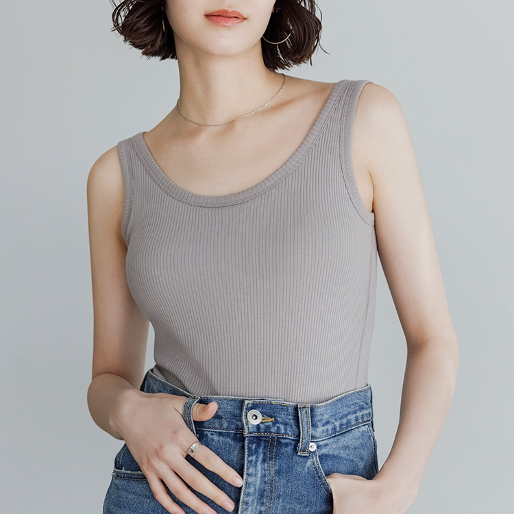 カップイン リブタンクトップ [カラー]: グレージュ, [サイズ]: S