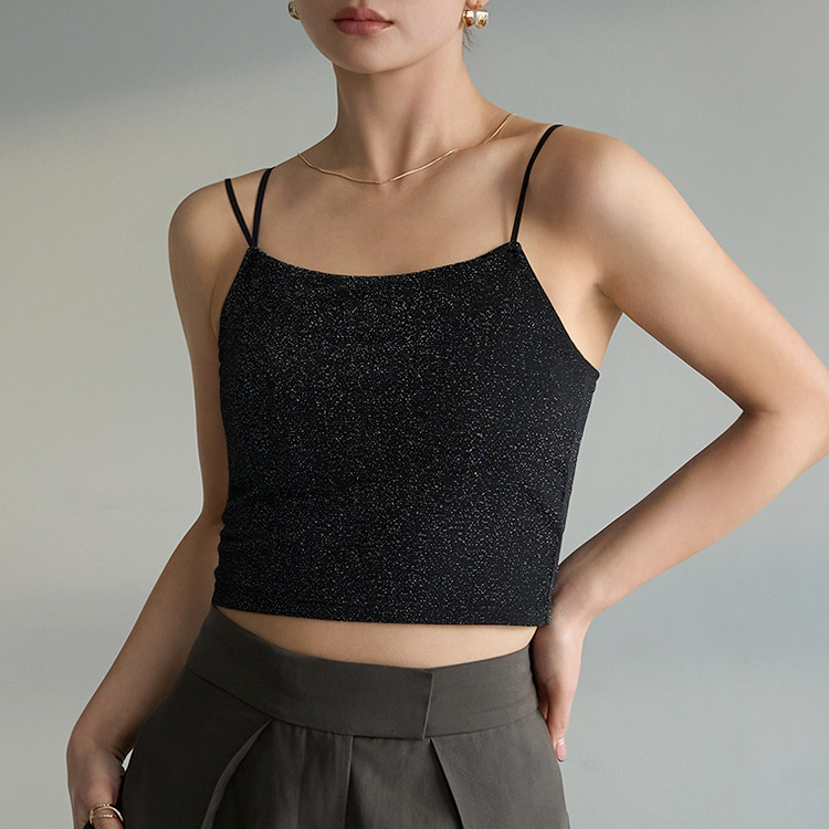 【NEW】カップイン グリッター キャミソール [カラー]	: ブラック, [サイズ]: S