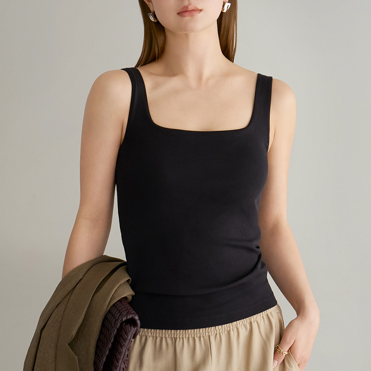 カップイン スクエアネックタンクトップ [カラー]: ブラック, [サイズ]: S