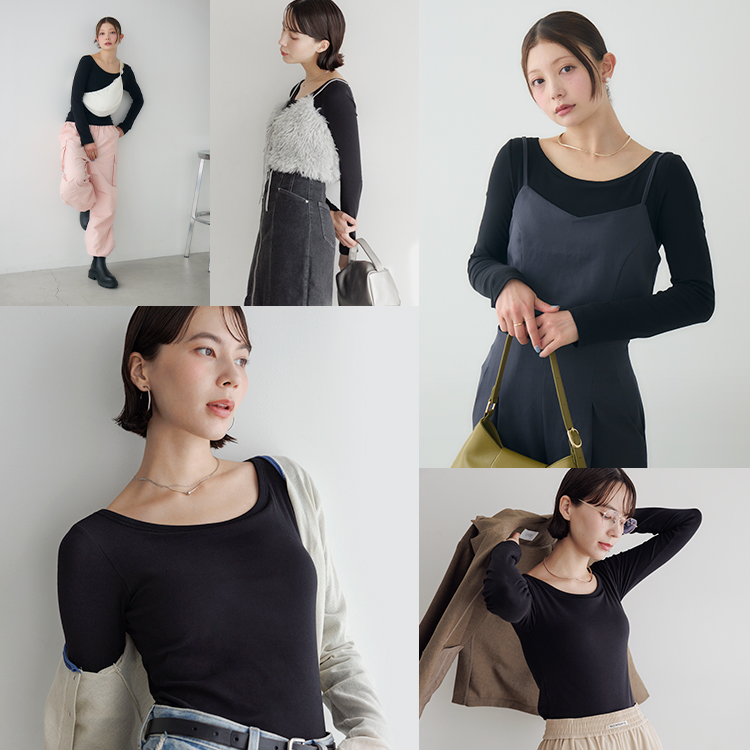 カップイン ボートネックT ロング [カラー]	: ブラック, [サイズ]: S