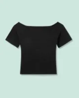 カップイン リブオフショルT ハーフ