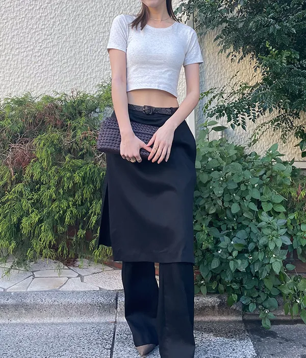 カップイン クロップド クルーネックT