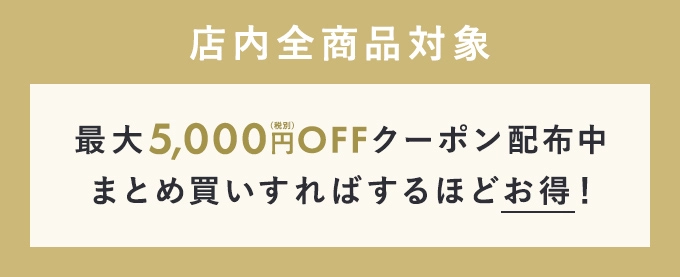 店内全商品対象 最大5,000円OFFクーポン配布中 まとめ買いすればするほどお得！