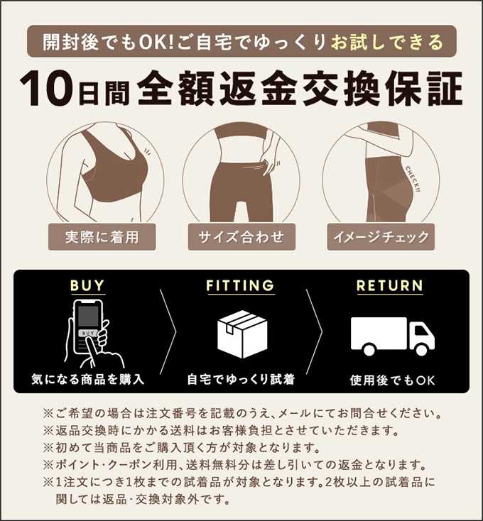 10日間全額返金交換保証