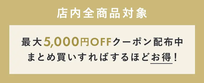 店内全商品対象 最大5,000円OFFクーポン配布中 まとめ買いすればするほどお得！