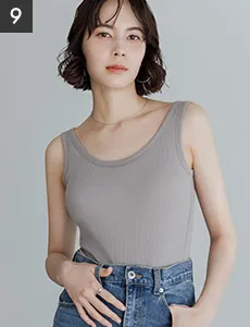 9位 カップイン リブタンクトップ