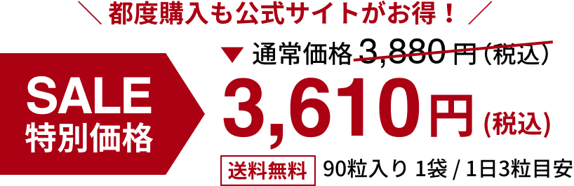 都度購入も公式サイトがお得！ 通常価格:3,880円(税込) SALE特別価格3,610円(税込)送料無料
