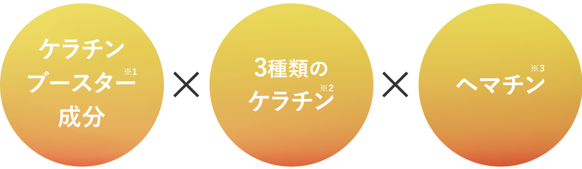 ケラチンブースター成分※1×3種のケラチン※2×ヘマチン※3