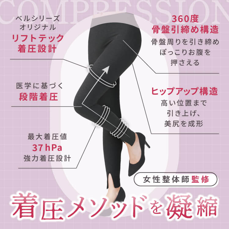 【新品未使用】ベルシリーズ 着圧レギパン レギュラー 黒S M 3枚set 着圧レギパン | BELLE SERIES