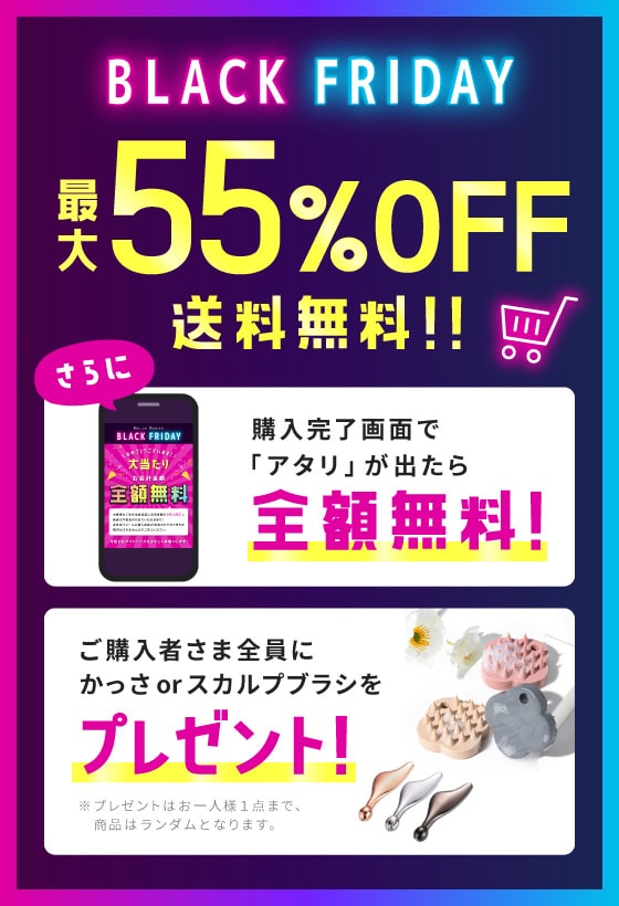 BLACK FRIDAY 最大55％OFF！送料無料！さらに購入完了画面で「アタリ」が出たら全額無料！ご購入者さま全員にプレゼントあり！