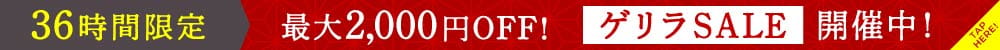 36時間限定ゲリラSALE開催中！最大2,000円OFF！