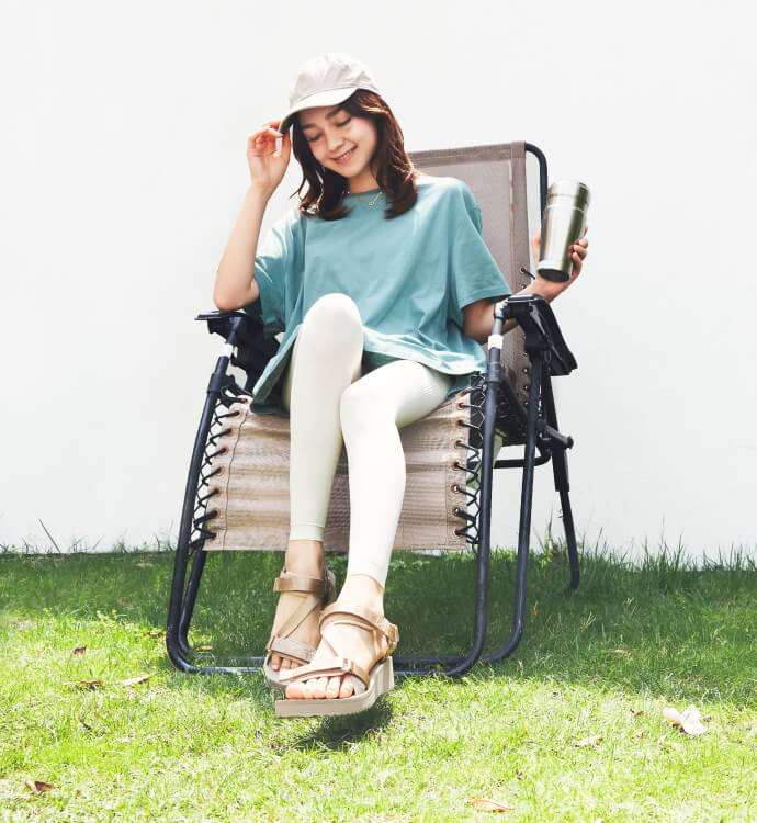 リブ着圧レギンス クールタイプを使用したコーディネート例