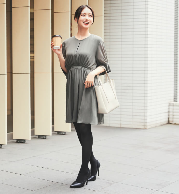 着圧タイツを使用したコーディネート例