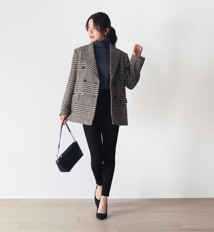 着圧デニムパンツ 裏起毛タイプを使用したコーディネート例