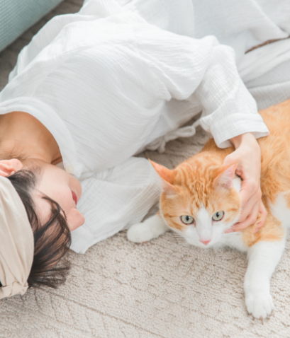 猫の健康を見守る様子