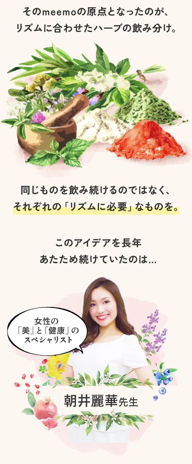 リズムに合わせたハーブの飲み分けから生まれたmeemo