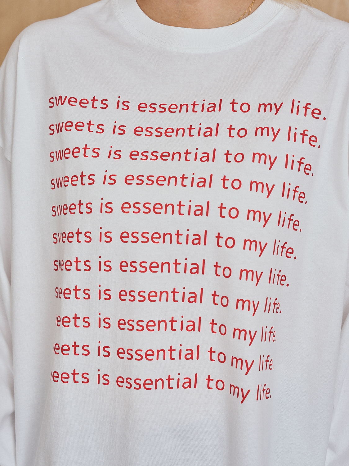 message long sleeve T-shirt Collar: WHITE