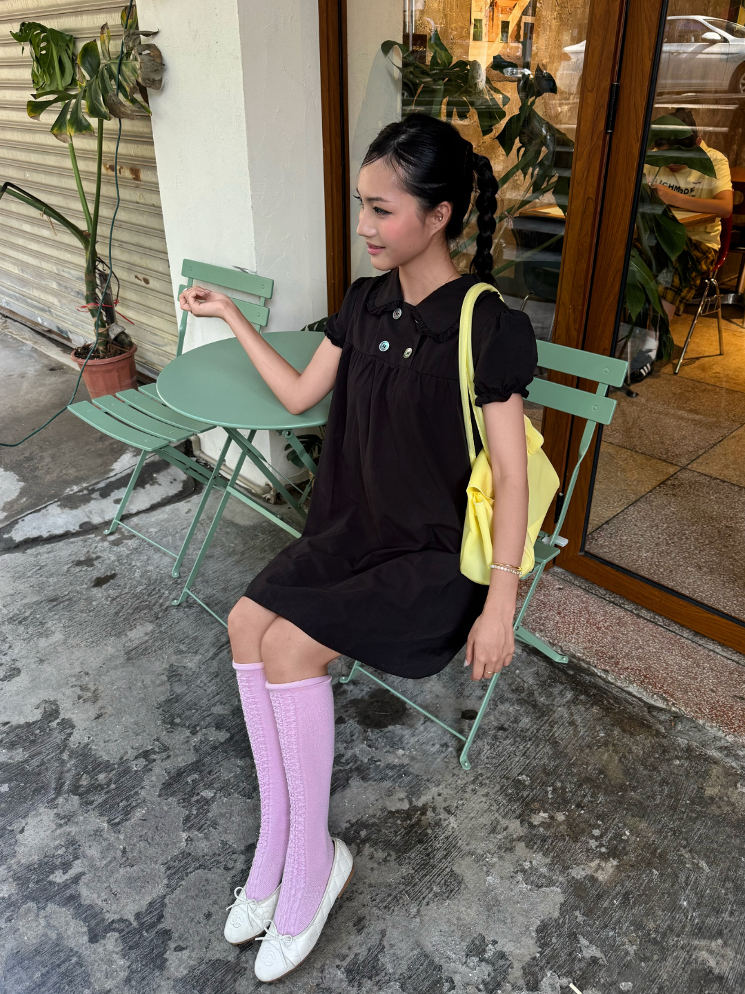3D Wave Floral Stacked Over-the-Knee Socks Collar: PINK