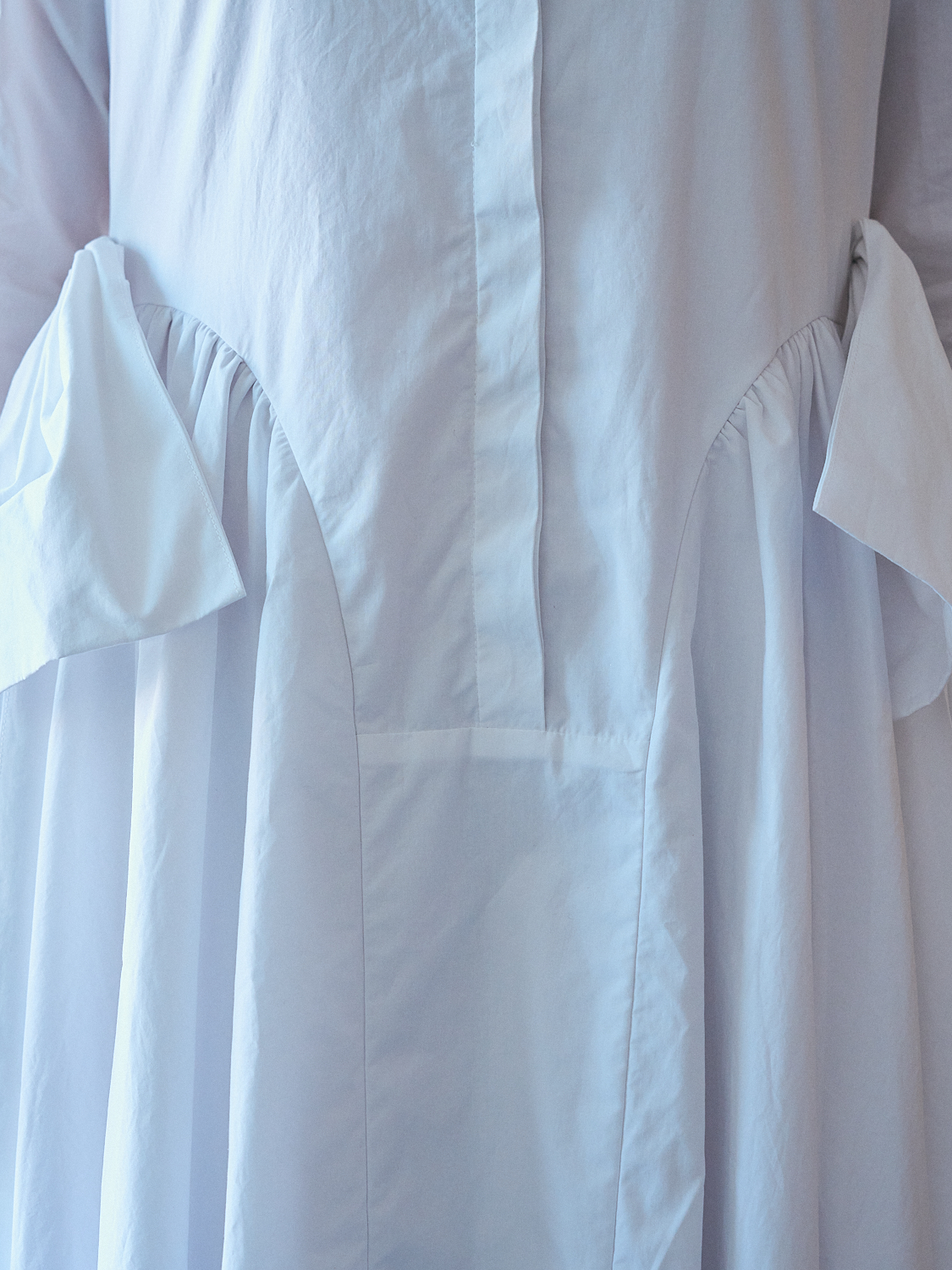 Side Ribbon Volume Dress Collar: WHITE