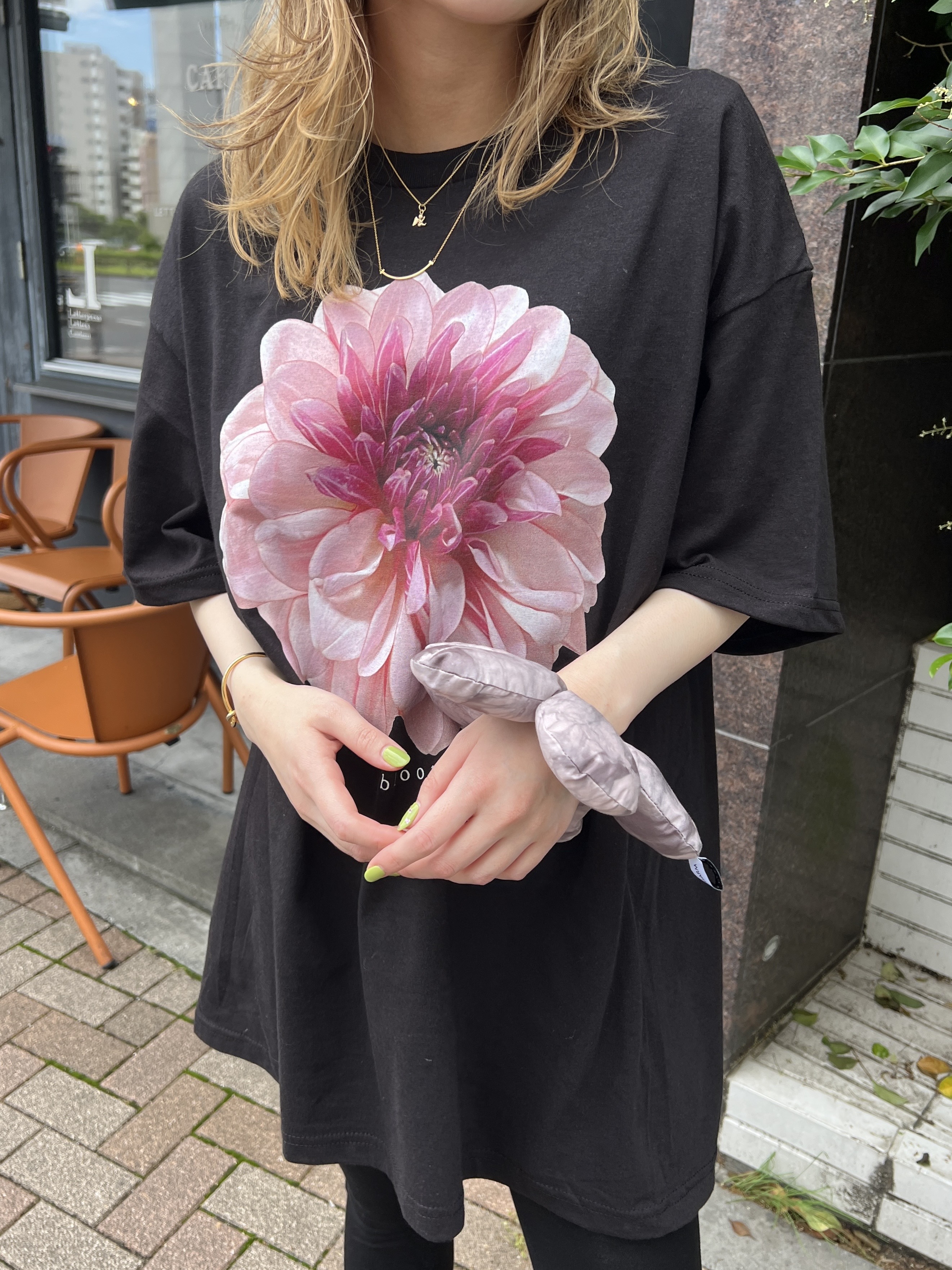 flower print big T-shirt