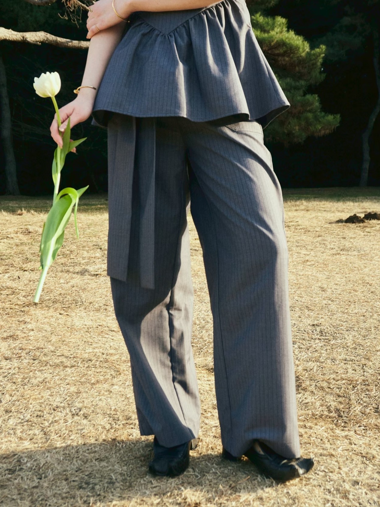 Multi-Way Ribbon Design Wide Pants