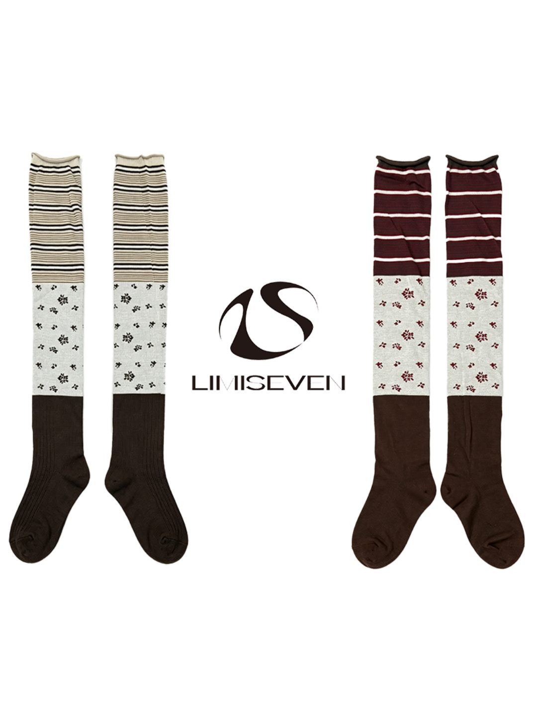 Stripe & Floral Over-the-Knee Socks