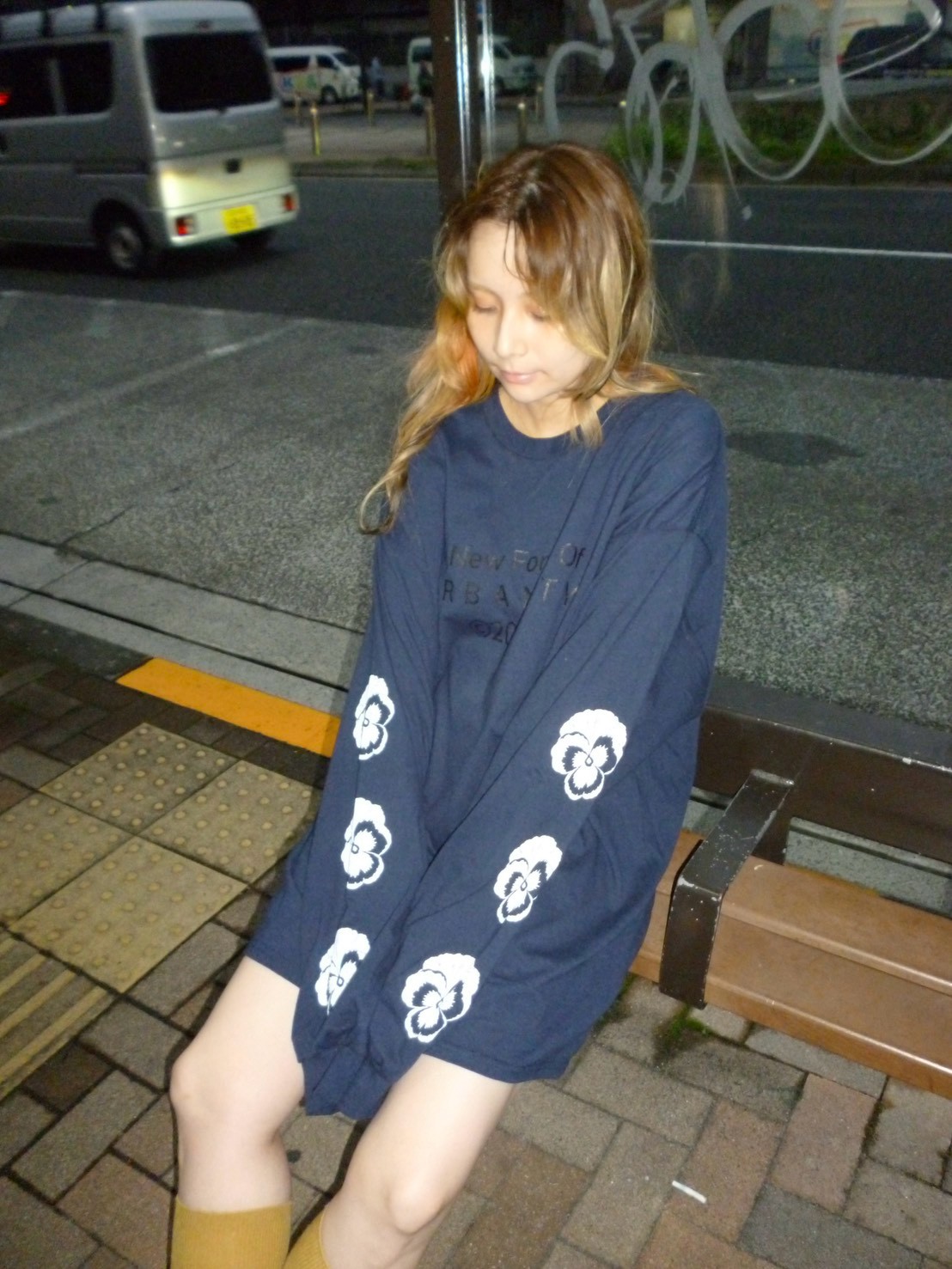 Pansy Sleeve Long T-shirt Collar: PINK
