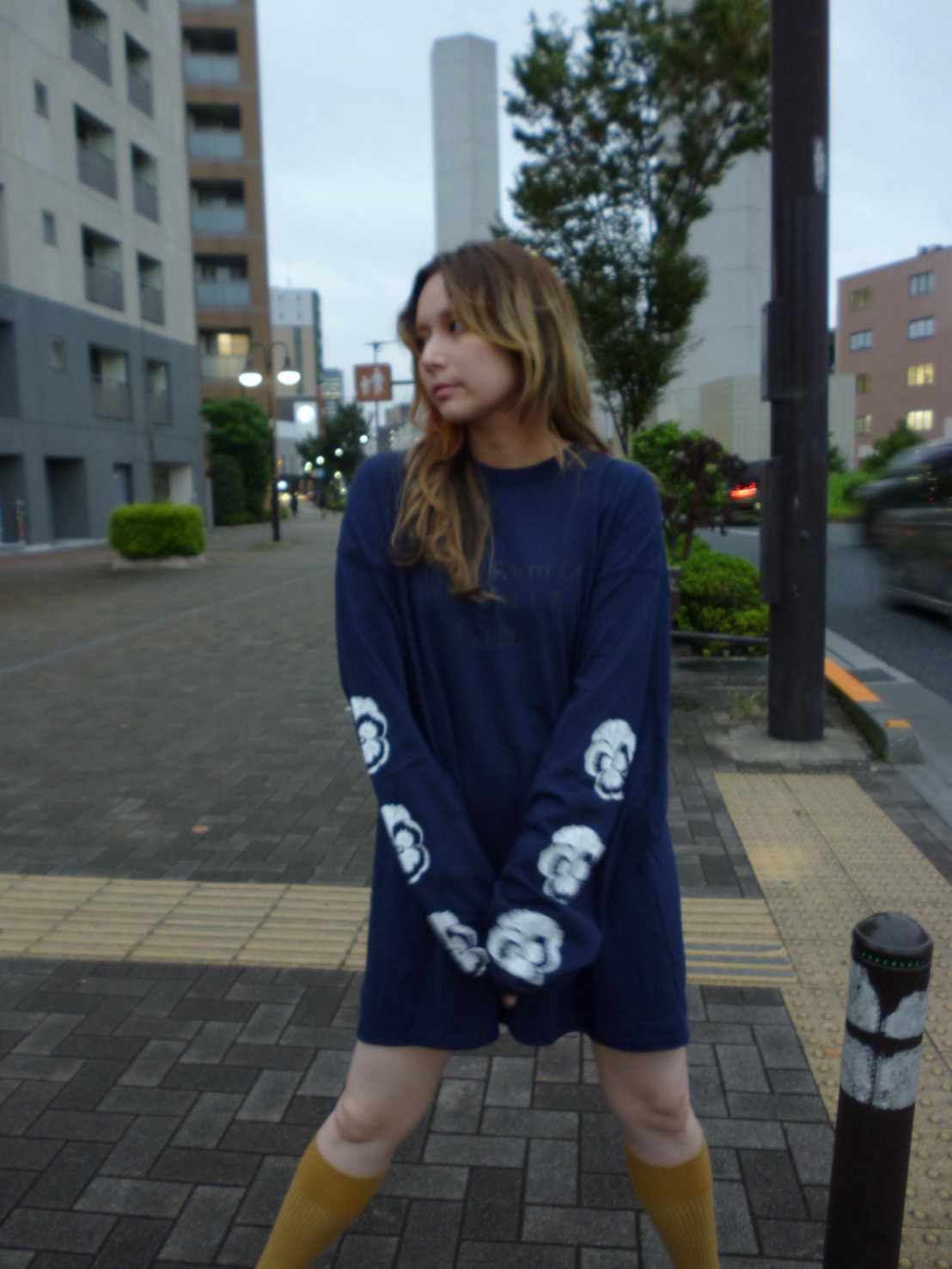 Pansy Sleeve Long T-shirt Collar: PINK