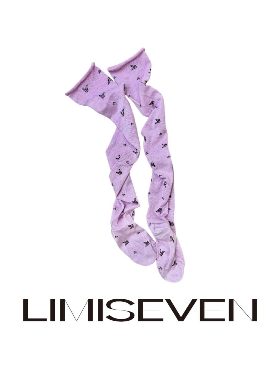 3D Wave Floral Stacked Over-the-Knee Socks Collar: PINK