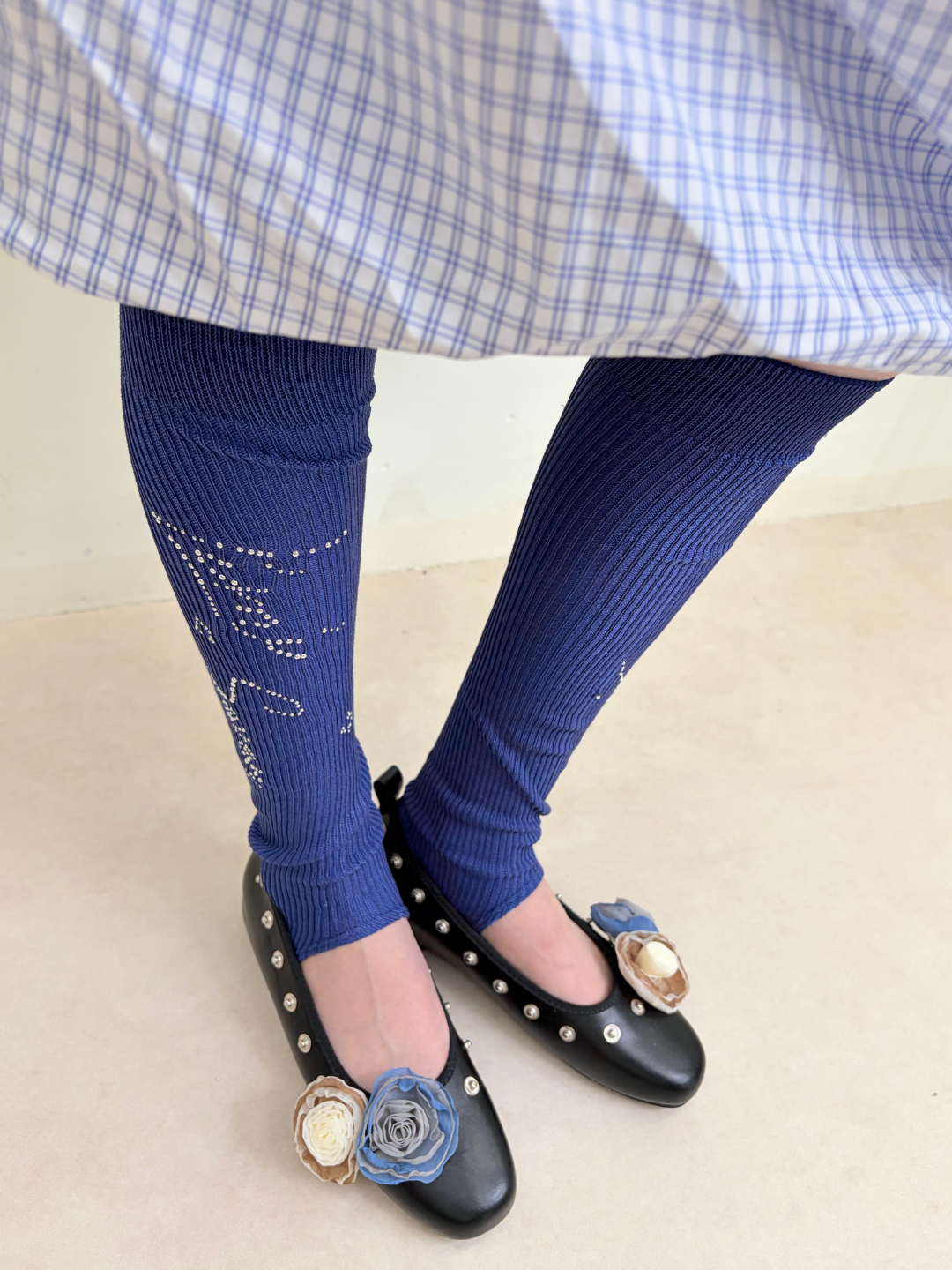 Rhinestone Logo Crystal Leg Warmers Collar: BLUE