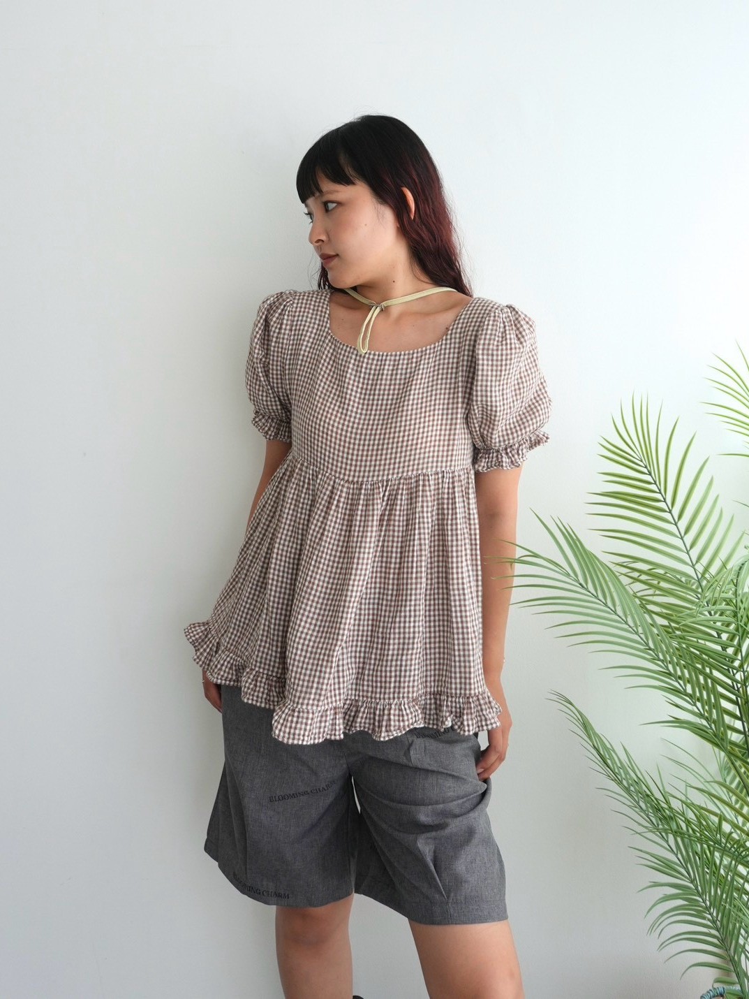 Frill Gather Puff Top