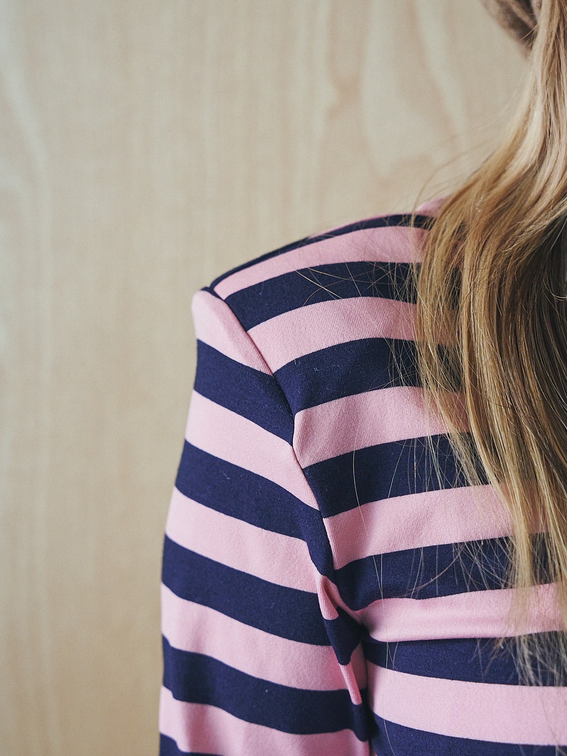 Shoulder Pad Border Polo Collar: PINK