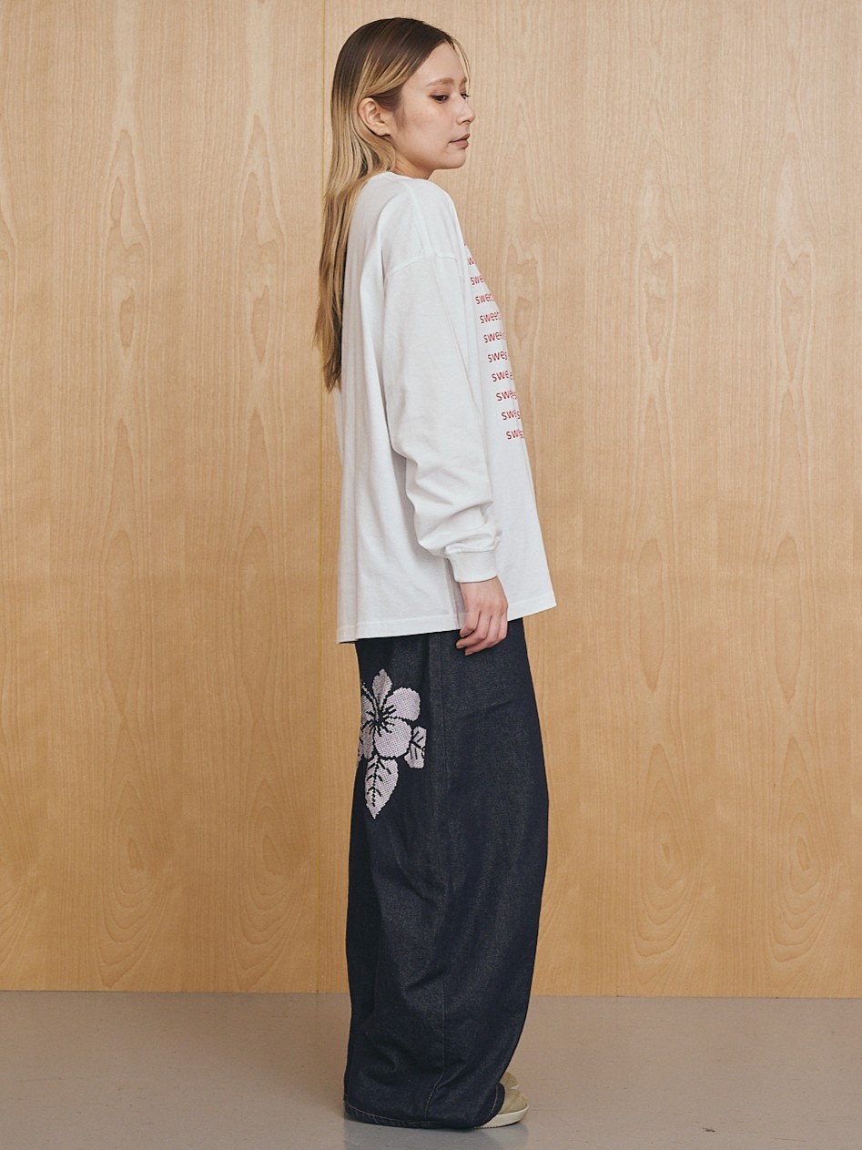 message long sleeve T-shirt Collar: WHITE