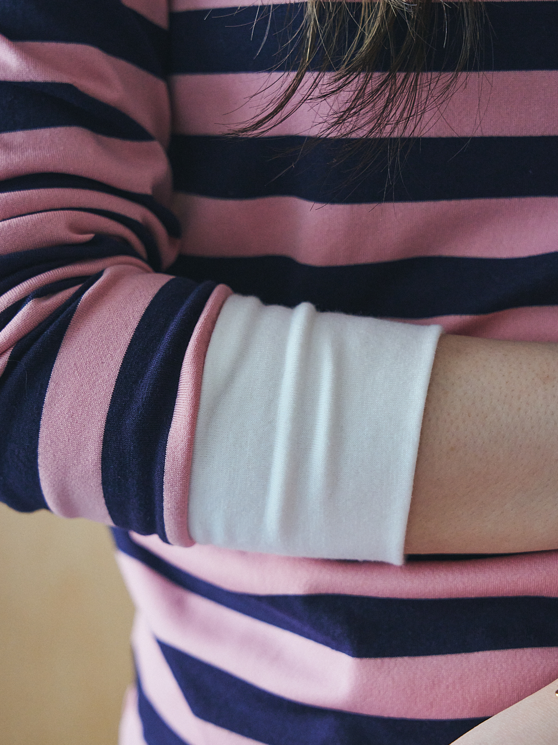 Shoulder Pad Border Polo Collar: PINK